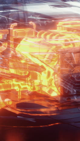 showcasing innovation with a transparent car revealing its parts