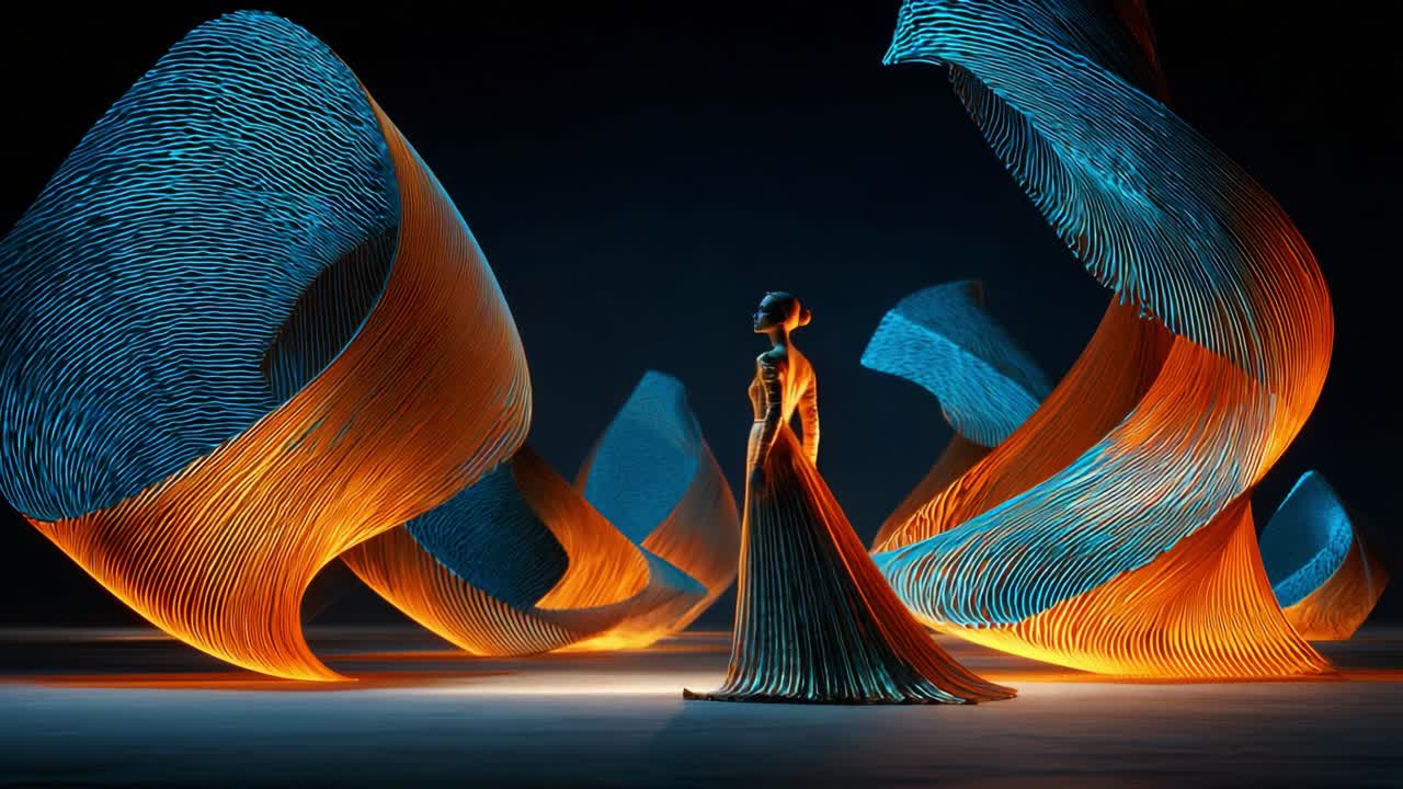 Elegant woman in a futuristic dress