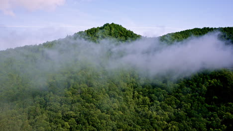 dramatic drone capture of the foggy smoky mountains in the usa