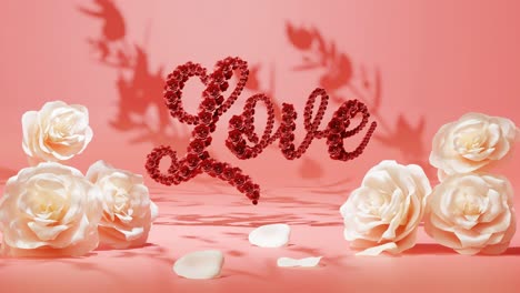 romantic floral love display red background