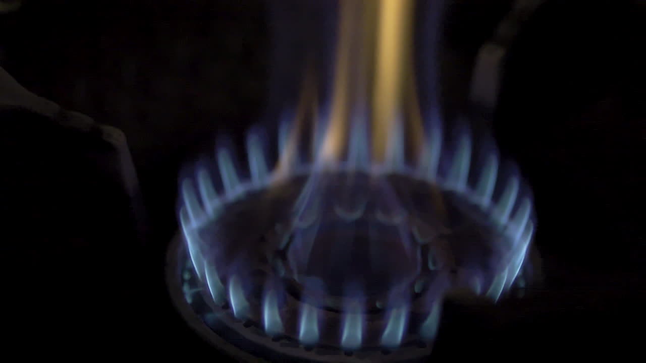 Close-up of a Gas Stove Burner Flame