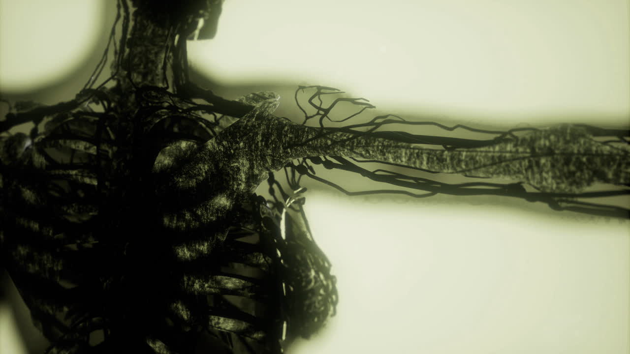 Intricate visualization of human blood vessels in skeletal anatomy