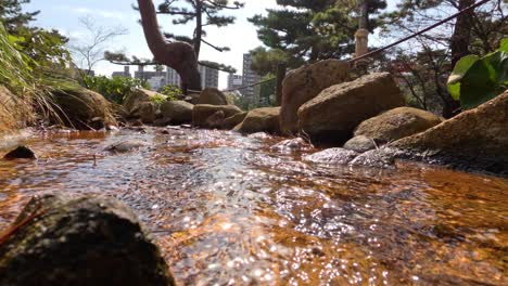 water flowing over rocks in a serene setting