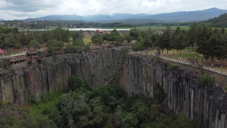 drone view of the basaltic prisms, where the prismas of hidalgo and the ranch of santa maria regla