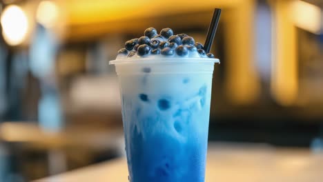 blue milk tea with tapioca pearls