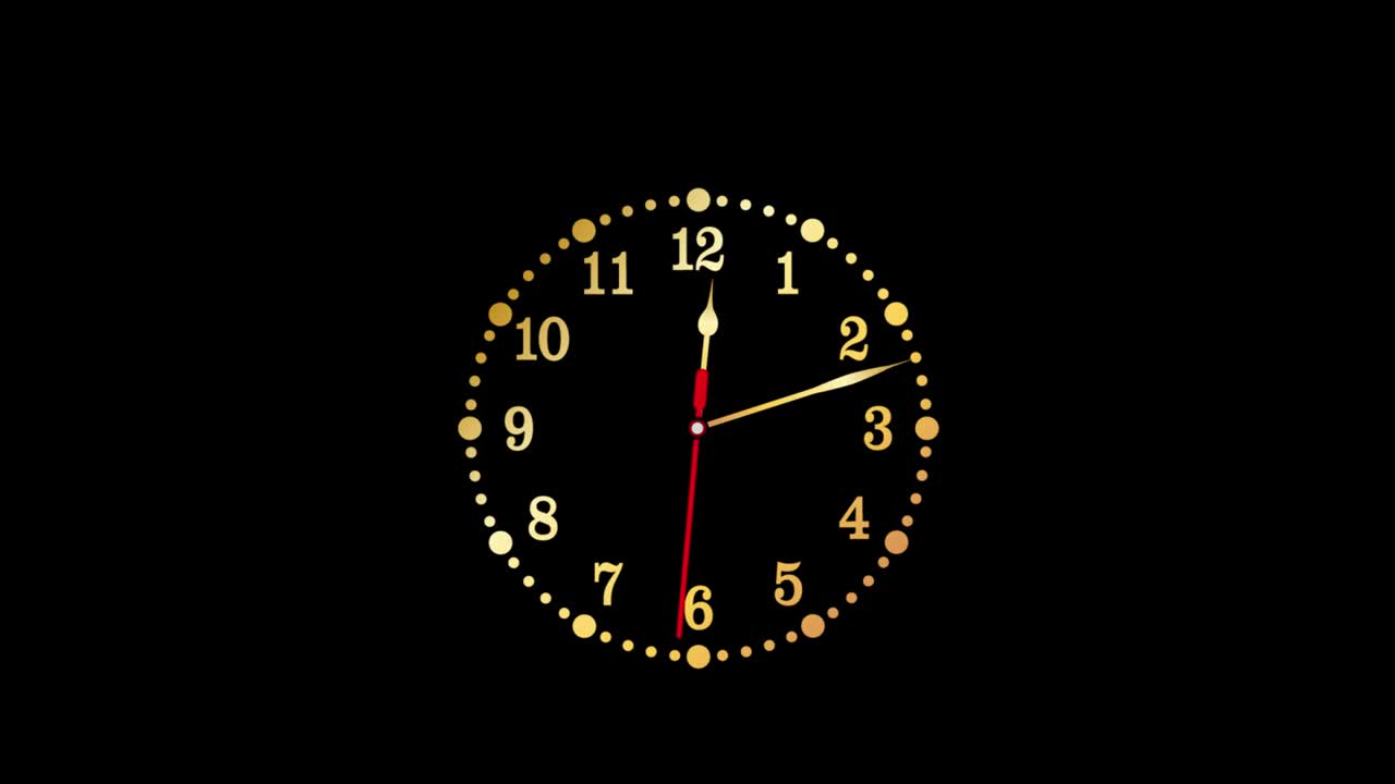 Clock with moving arrows. Clock time lapse Animation.