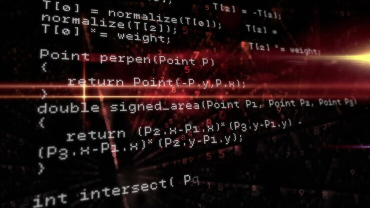 Animation af databehandling over glødende lys.