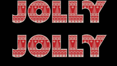 animation of jolly text in repetition at christmas on black background