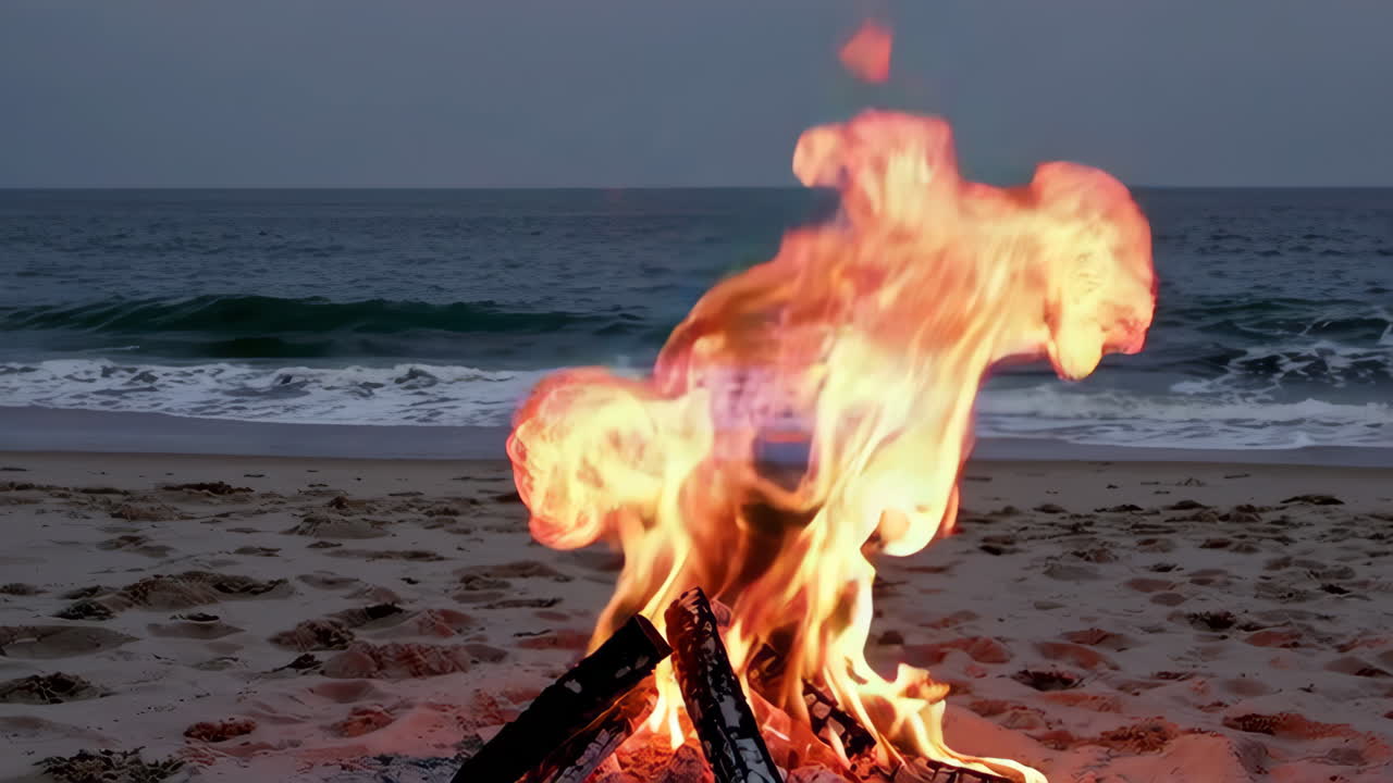 Campfire on the Beach at Twilight