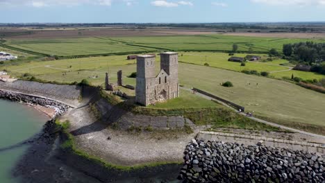 the historical reculver towers set in the kent coast