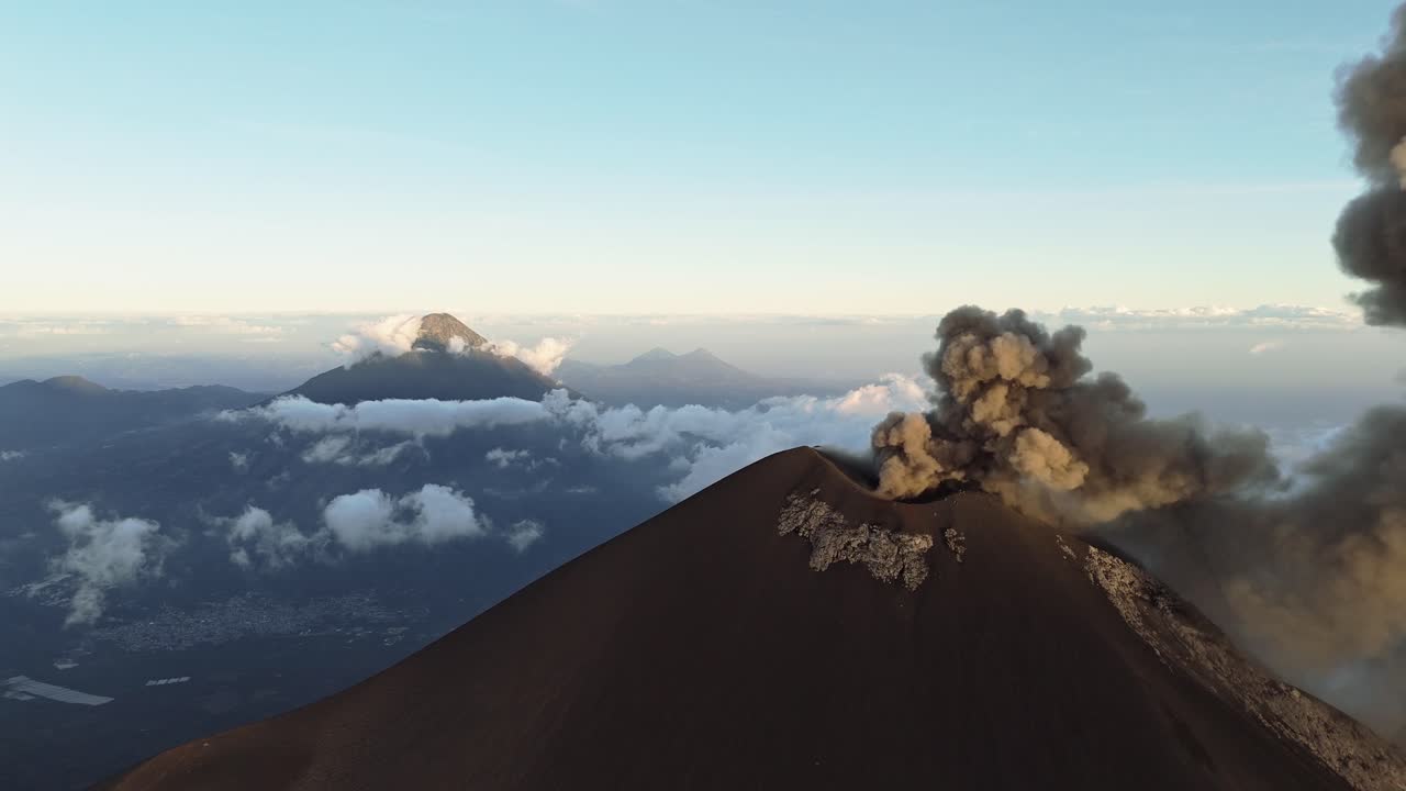 Active Volcan de Fuego in Guatemala, aerial view