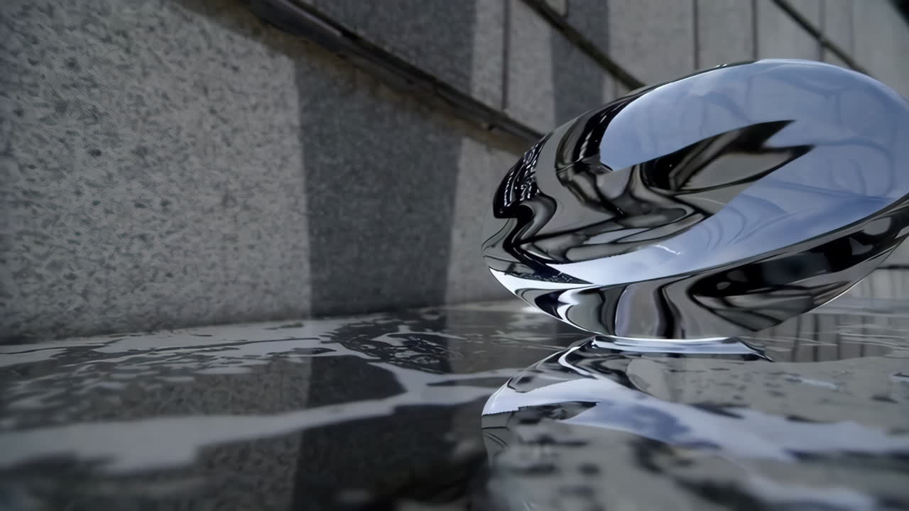 Abstract Glass Sculpture Reflection on Stone