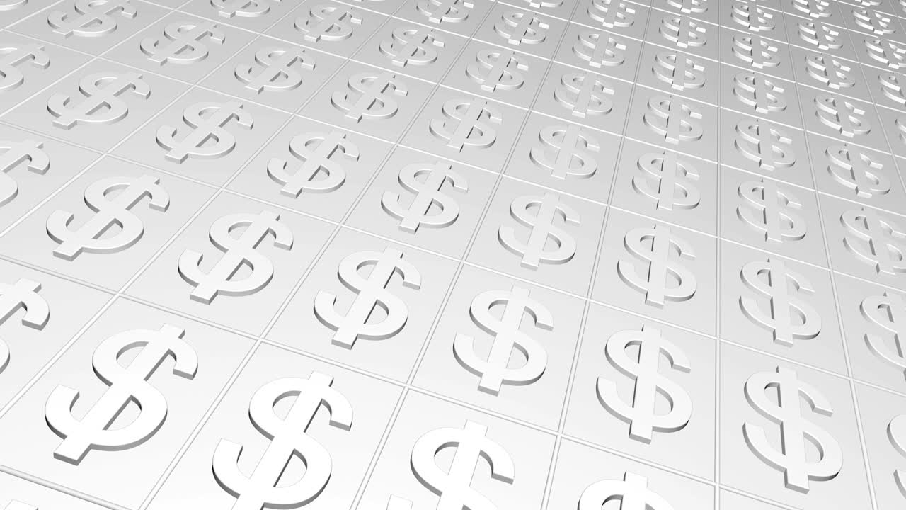 Animazione di simboli del dollaro. Loop continuo