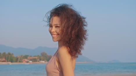 smiling woman on beach