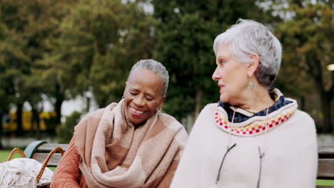 Senior-women-on-bench-in-park-with-talk