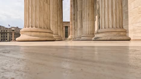 static shot of architectonic building and pillars in athene greece.