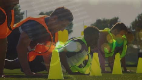 animation of data processing over diverse soccer players