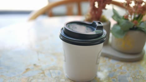 coffee cup on table in cafe