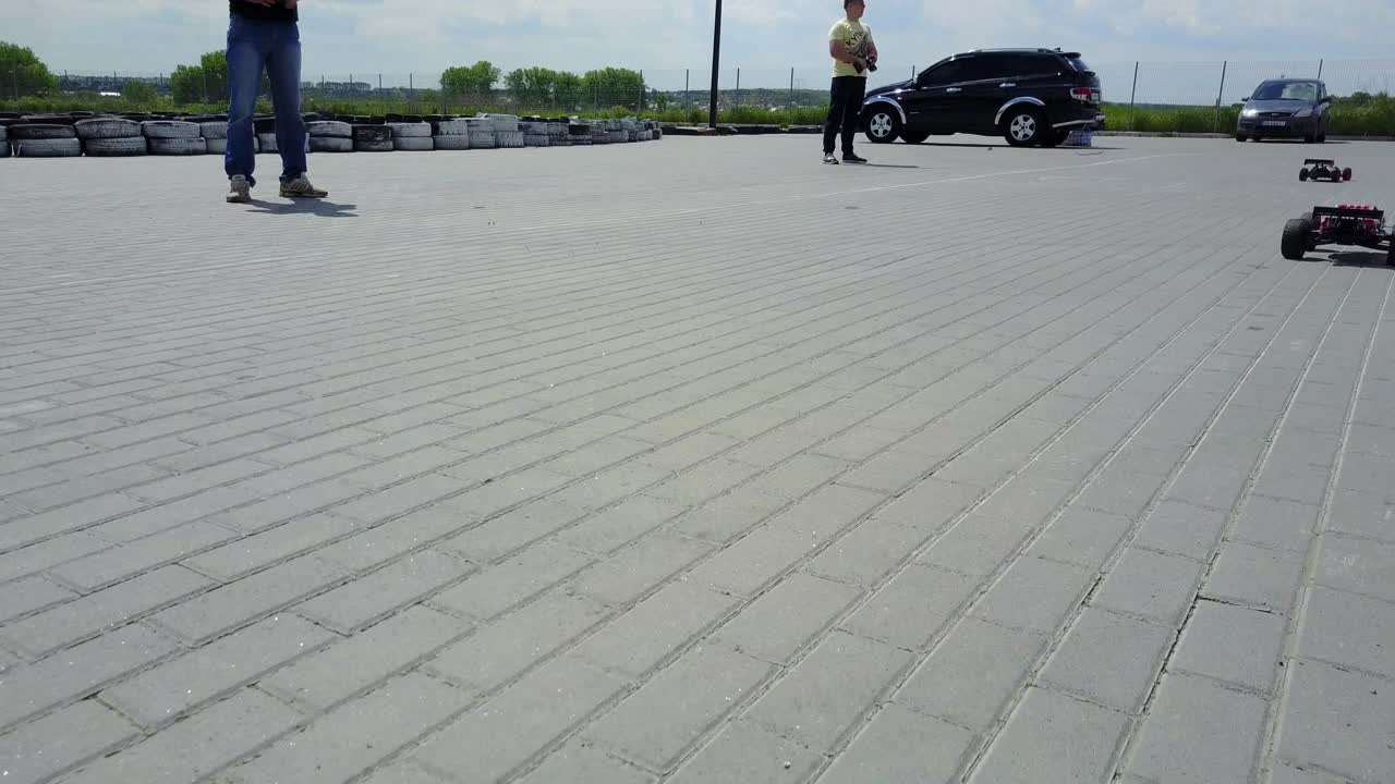 Sports Car On Radio Control. VINNITSA, UKRAINE - MAY 2017: Europe Day, small radio controlled model cars racing