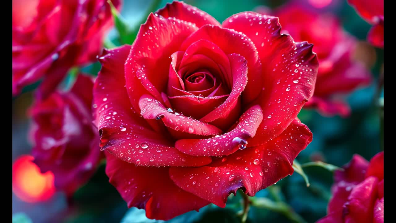 Beautiful Red Rose with Water Droplets
