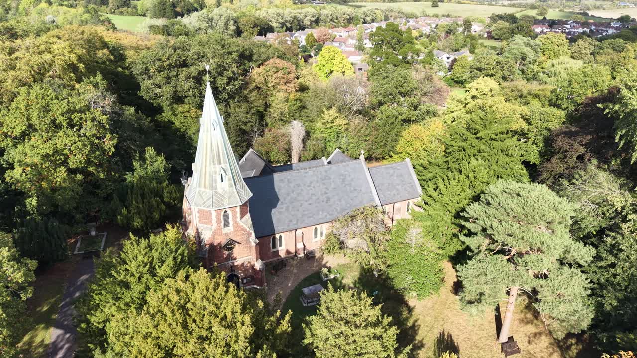Parish Church of Saint Mary the Virgin Theydon Bois Essex UK drone,aerial