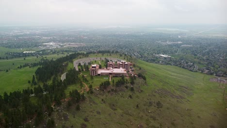 Aerial-view-of-National-Center-for-Atmospheric-Research-Mesa,-Boulder,-Colorado