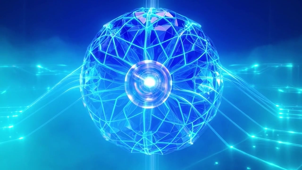 Abstract Digital Sphere with Glowing Data Connections