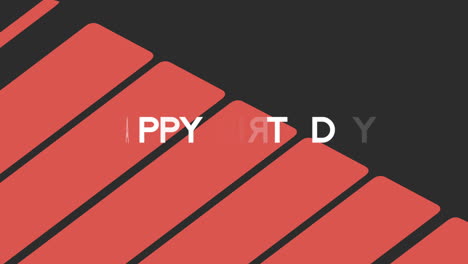 happy birthday with red stripes on black modern gradient