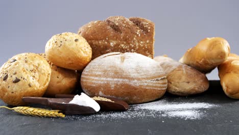 Bread-loaves-with-wheat-grains-and-flour