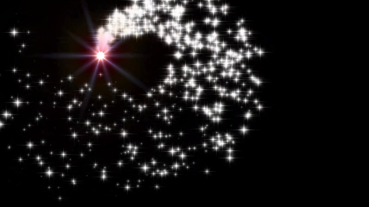 Scia stellare luminosa in movimento circolare su sfondo nero