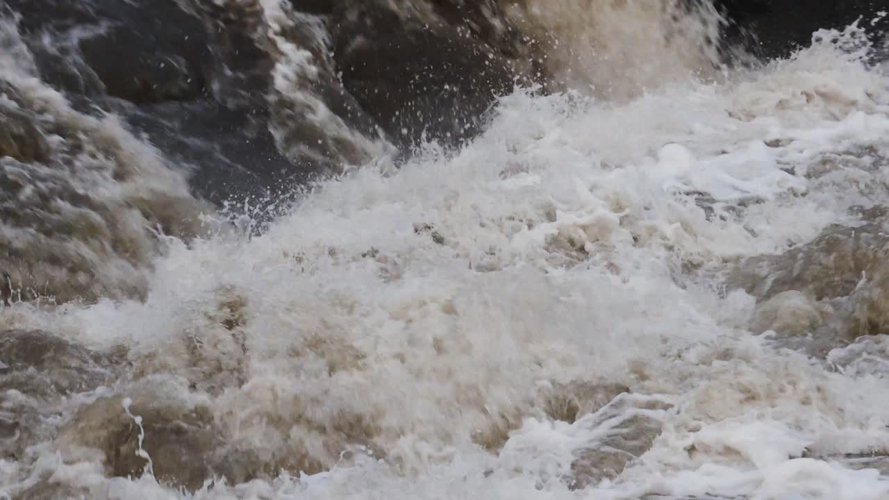 Fish attempting to jump up a waterfall on Big Sioux River - Sioux Fall SD