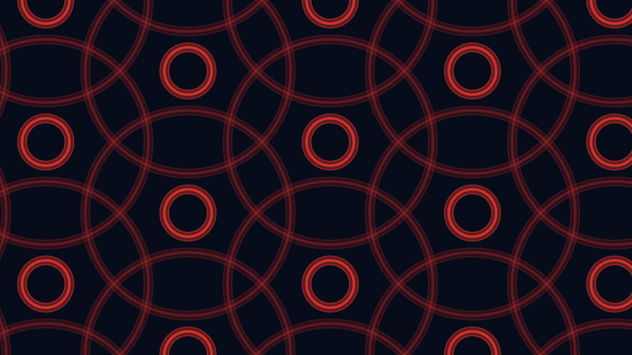 Illuminated blue circles and zigzag lines create striking black and blue pattern