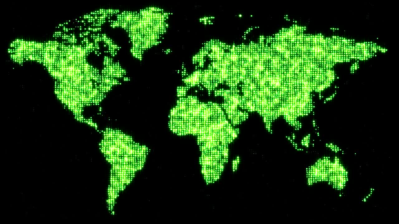 el mapa digital del mundo en puntos parpadeantes.