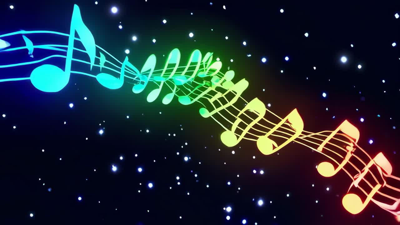 Abstract Glowing Music Notes
