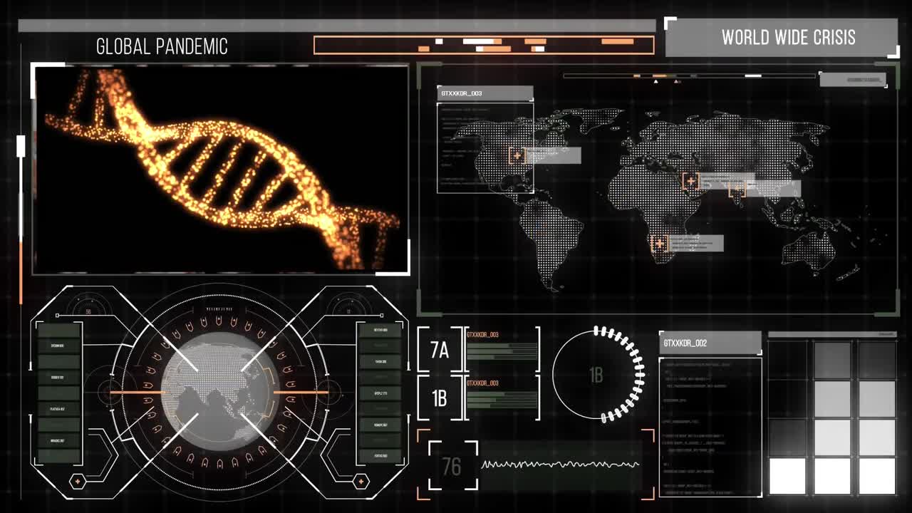 Digital interface against black background