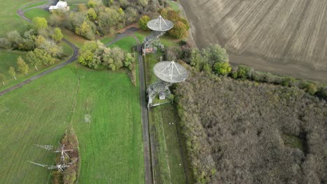 aerial shot of the antenna array at the mullard radio astronomy observatory - a one-mile radio telescope