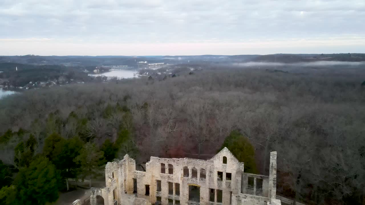 Ha Ha Tonka State Park Castle Ruins in Camdenton, Missouri - Aerial