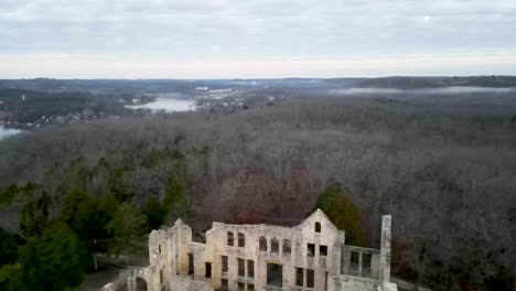 ha ha tonka state park castle ruins in camdenton, missouri - aerial