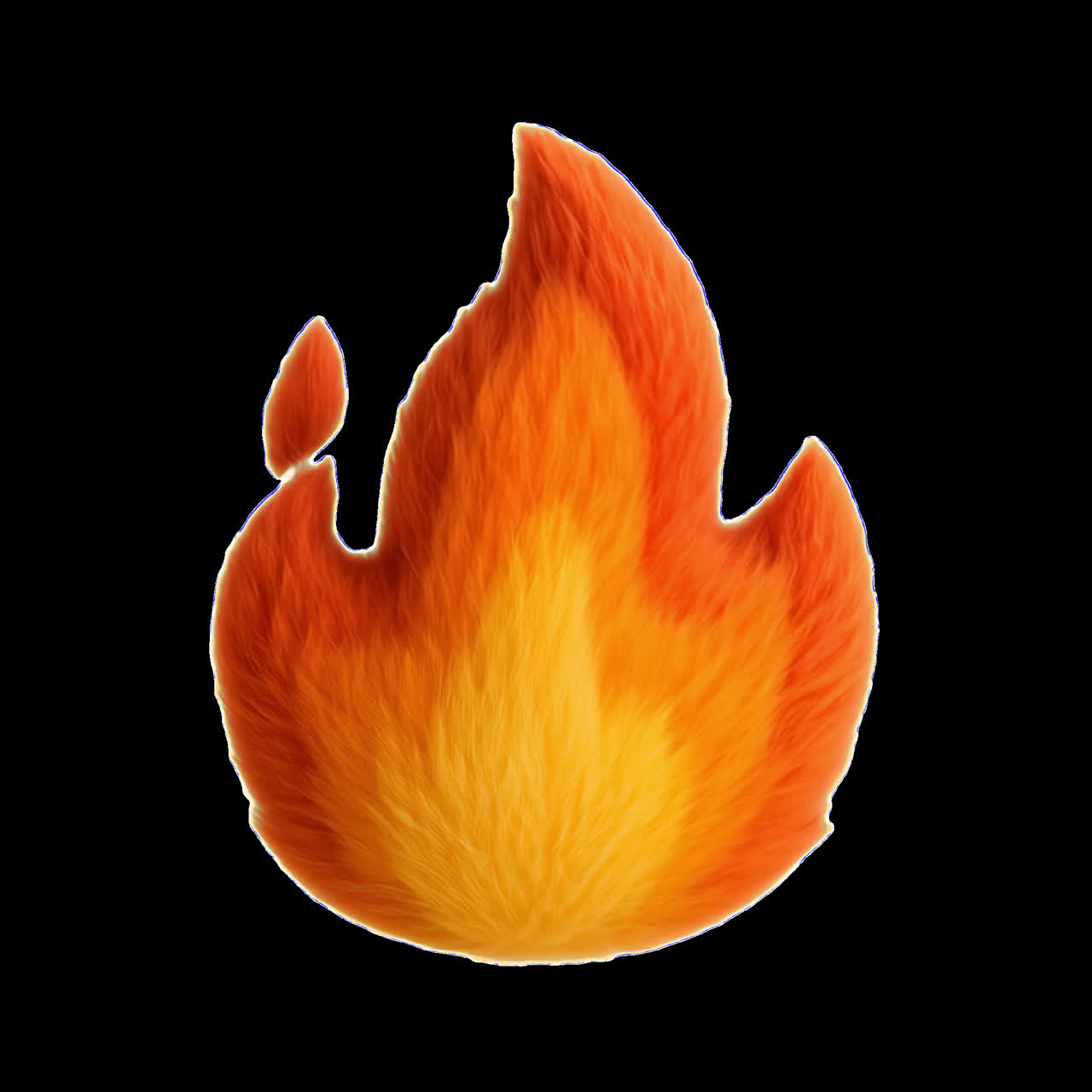 Furry flame icon design animation isolated asset, transparent 4K video, alpha channel, ProRes 4444