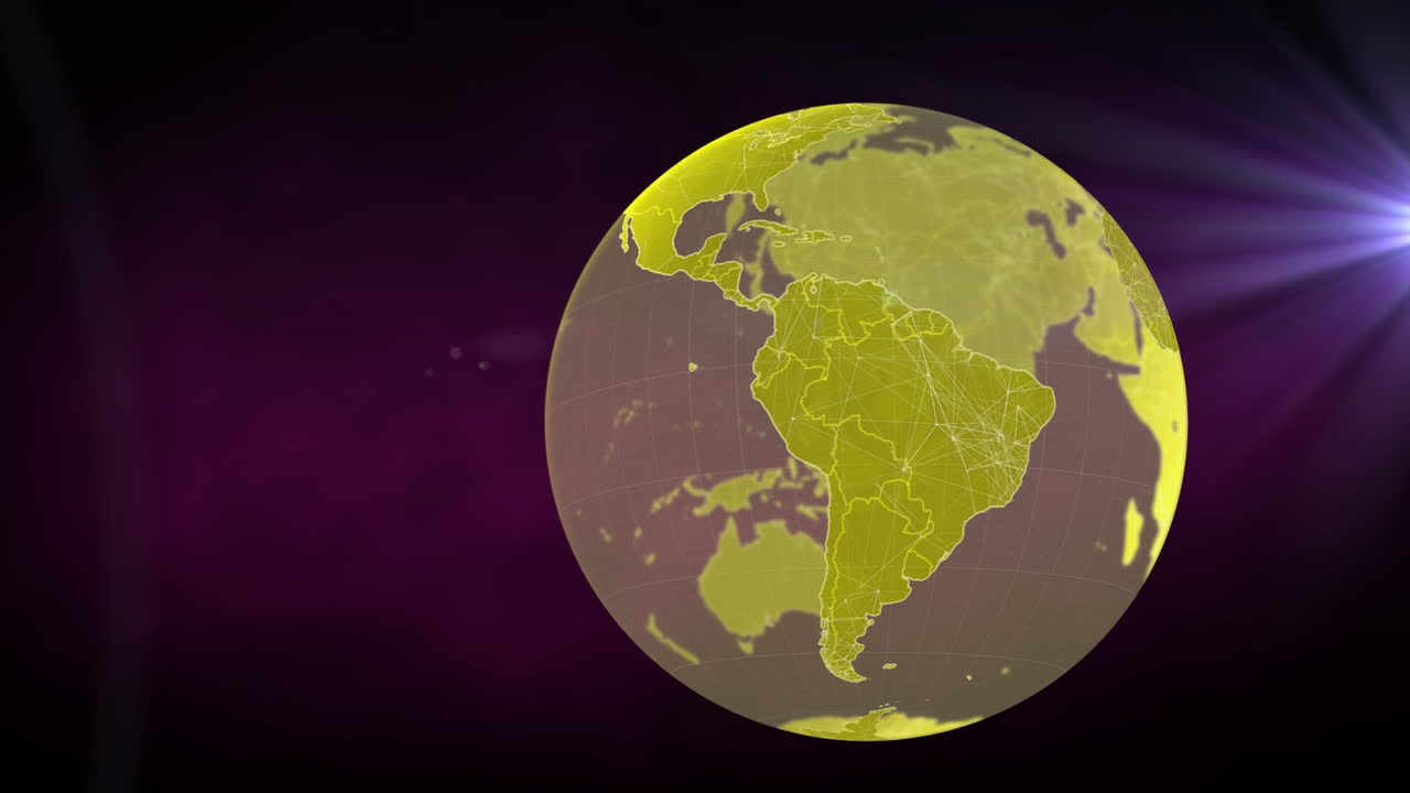 Animation of globe and light trails on black background