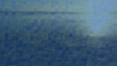 animation of mesh with data processing over landscape