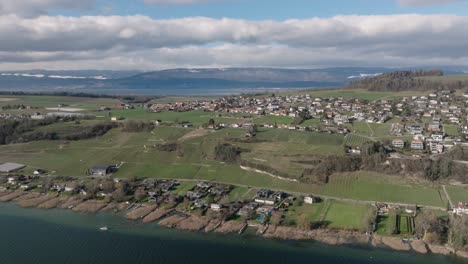 Aerial-of-houses-and-villages-by-the-lake