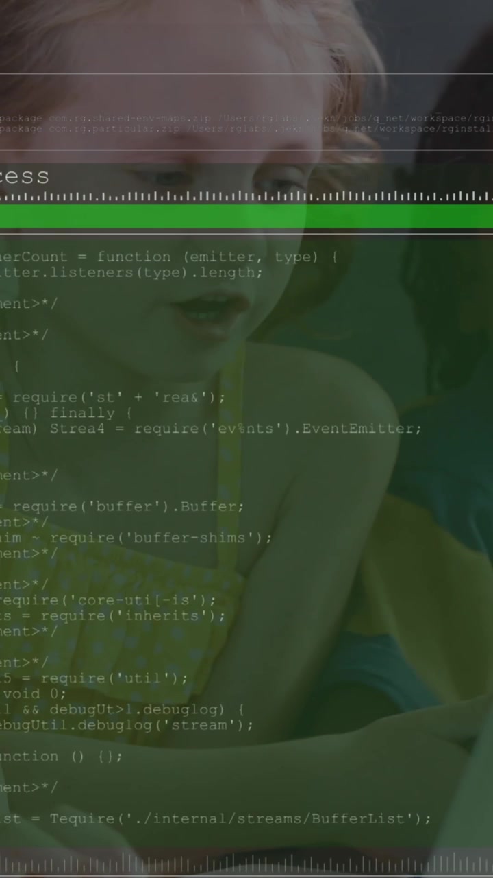 Animation of data processing over diverse schoolchildren using laptop