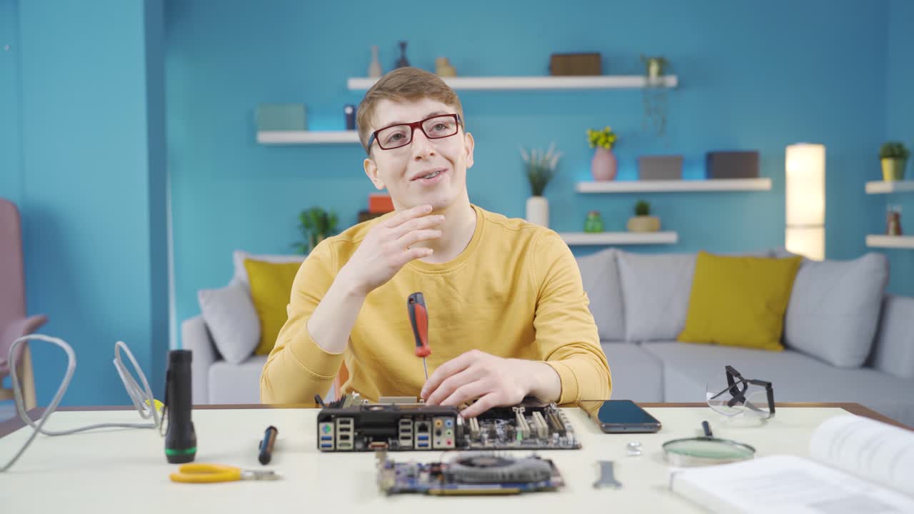 Tech-savvy young man dreams.