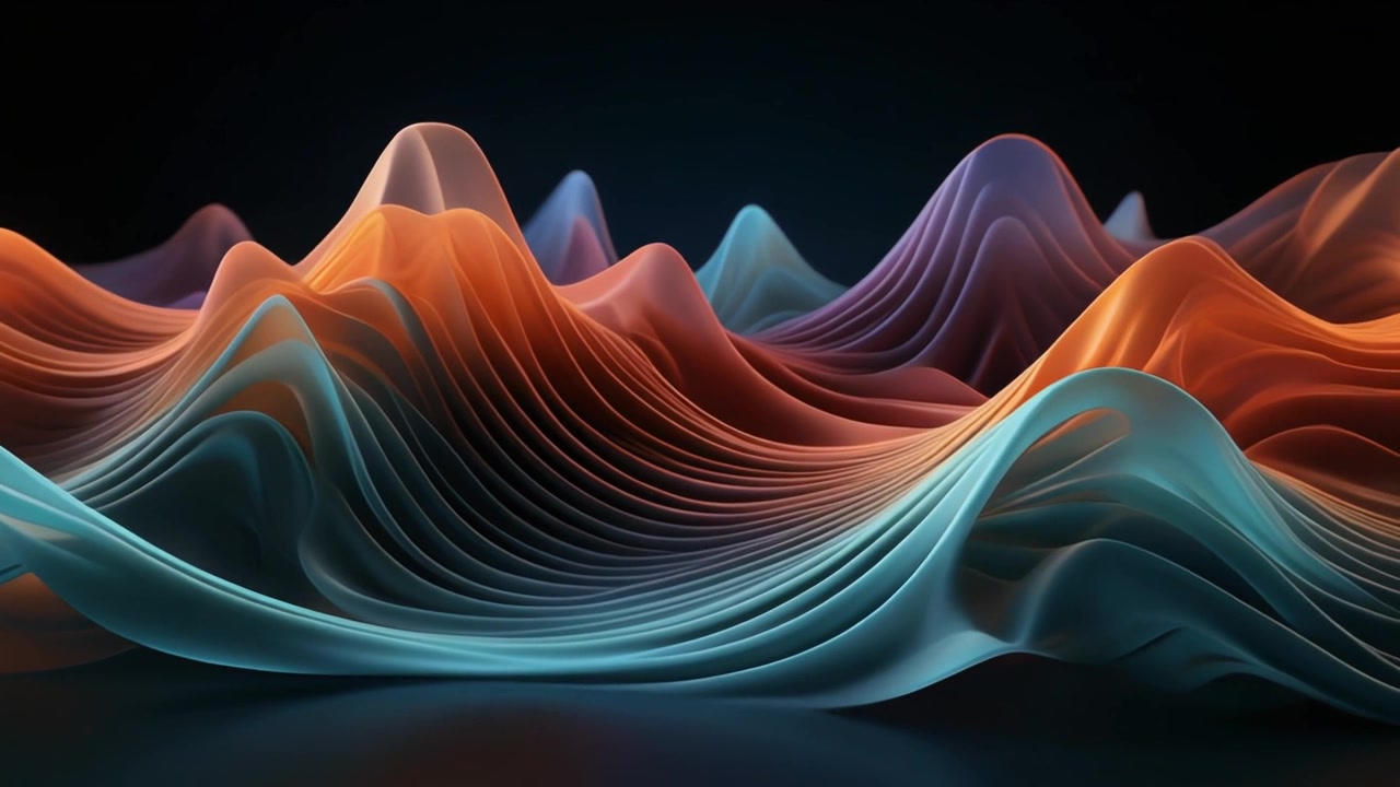 Abstrakt 3D-bølgebevægelse med orange og blå gradient