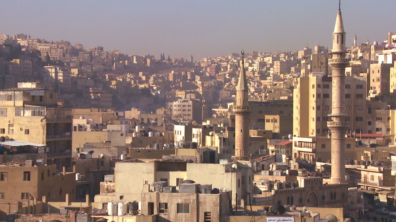 vista de ángulo alto del horizonte matutino de amman jordan 1