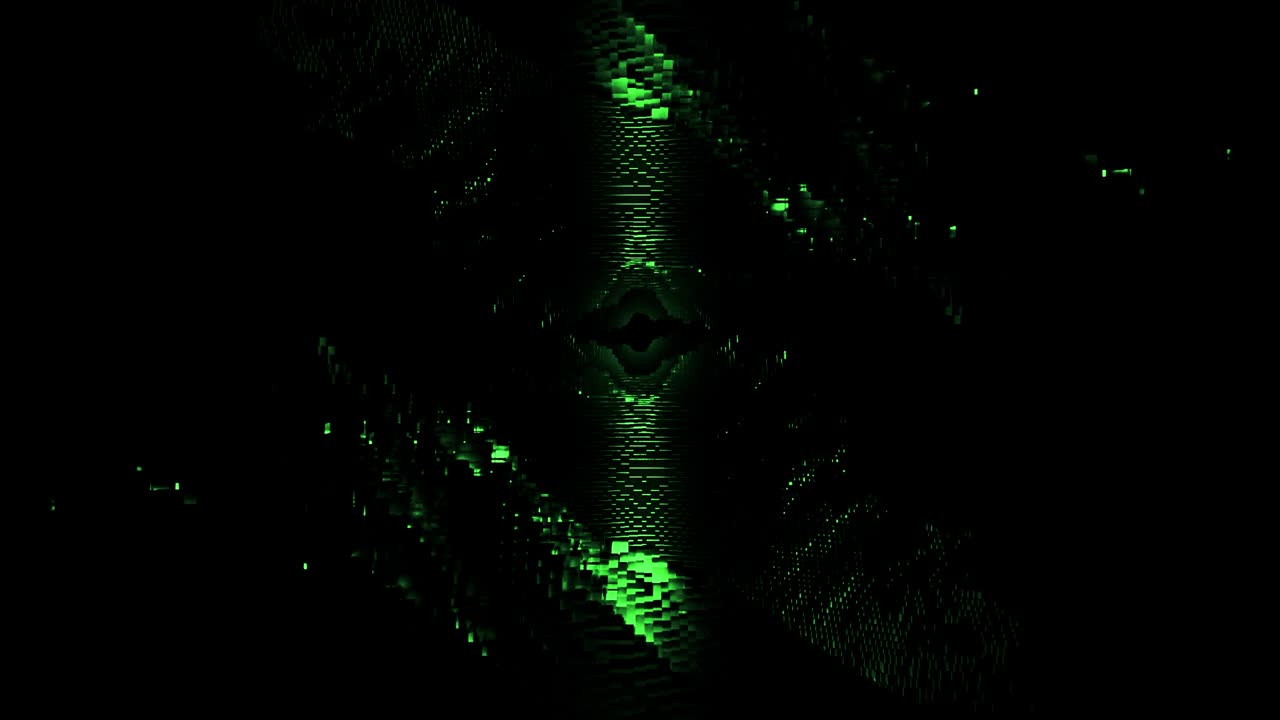 vuelo abstracto dentro de un túnel místico oscuro digital, bucle sin costuras. diseño. moviéndose dentro de un largo corredor subterráneo