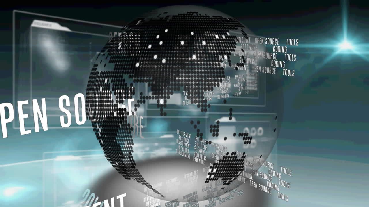 화면에서 데이터 처리에 대해 회전하는 지구의 애니메이션