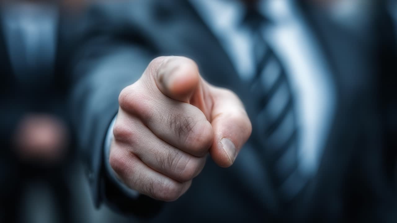 A Composed Man Points Assertively, Emphasizing Authority and Determination, Captured in Intense Mood Transition from Focused Engagement to Conclusive Action