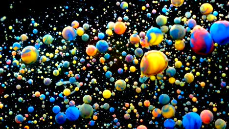 slow motion bright colors bubbles oil beautiful paint universe color moving multicolored closeup. acrylic paint. fantastic surface. abstract colorful paint metamorphosis structure colorful bubbles